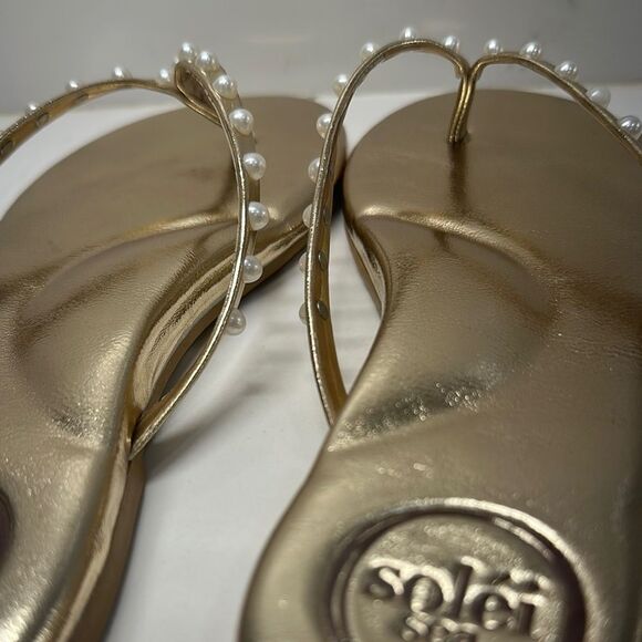 NWOT Soléi Sea Gold Pearl-Embellished INDIE SOLID METALLIC GOLD WITH PEARLS - Picture 5 of 13